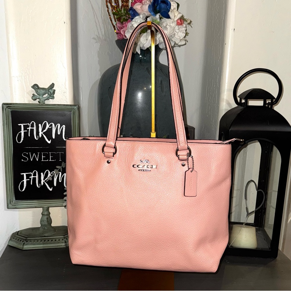 Coach Pink Tote Shoulder Bag Soft Pebble Leather 2018 #F48637 - EUC - Picture 3 of 16